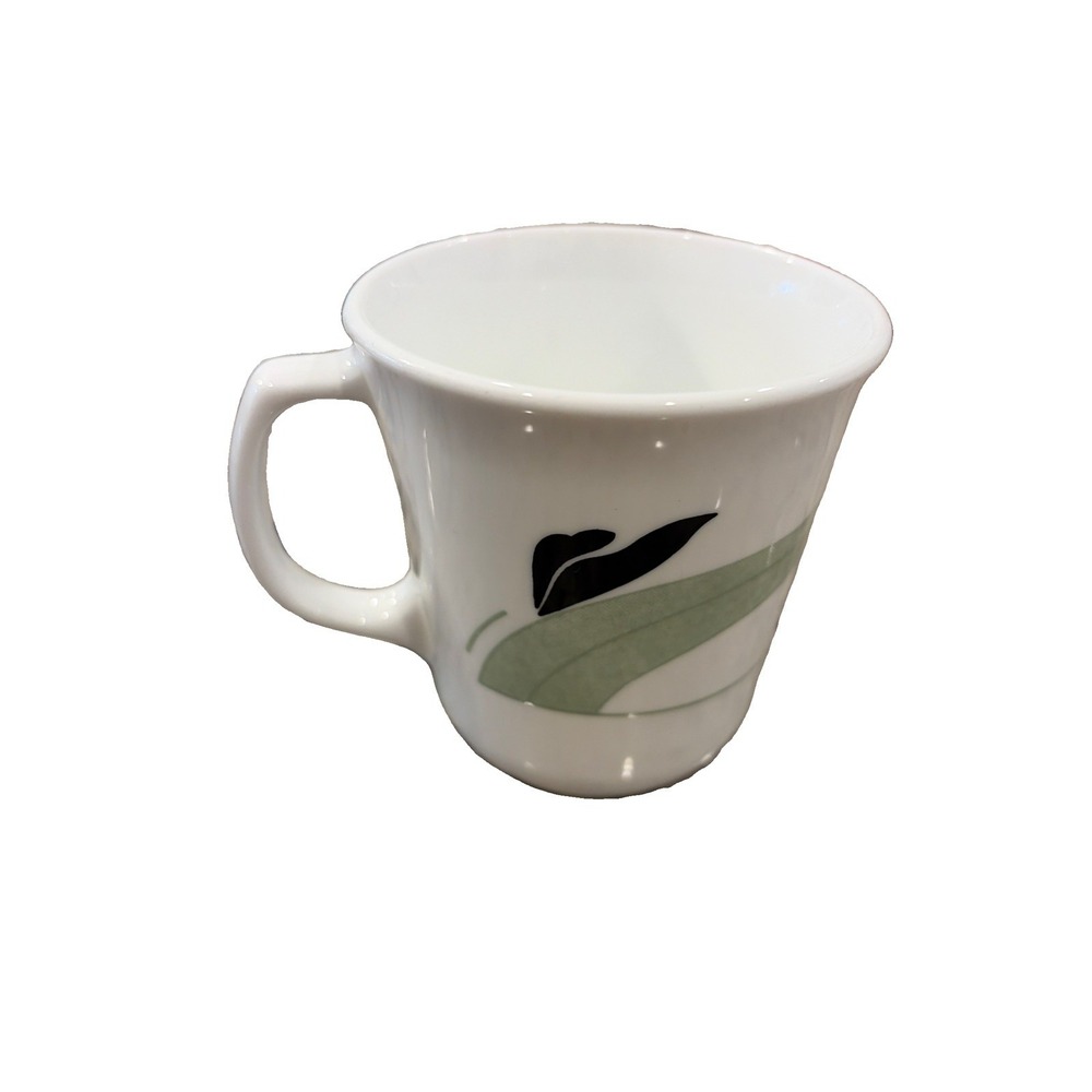 Vintage Black Orchid Corelle Corning White Glass Coffee Mug Tea Cup USA Made